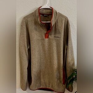 Eddie Bauer Men's Tan and Burnt Sienna Pullover